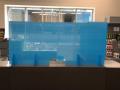 Wide custom virus guard / counter divider (with blue protective shipping film)